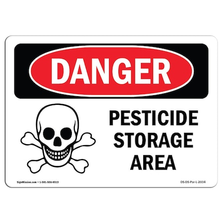 Signmission Safety Sign, OSHA Danger, 7" Height, Pesticide Storage Area, Landscape OS-DS-D-710-L-2034